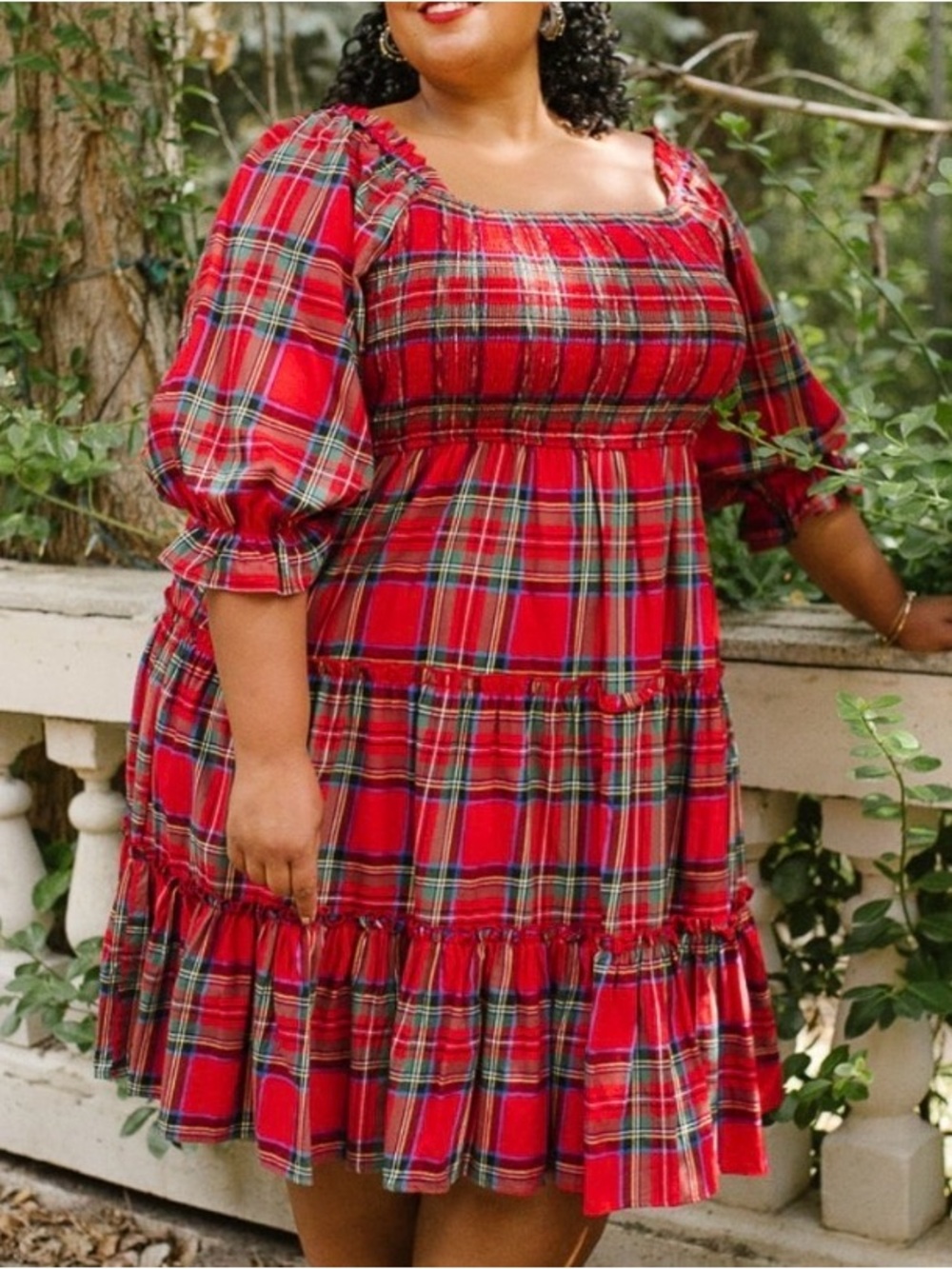 Ivy City Co Madeline Dress in holiday plaid 3X EUC